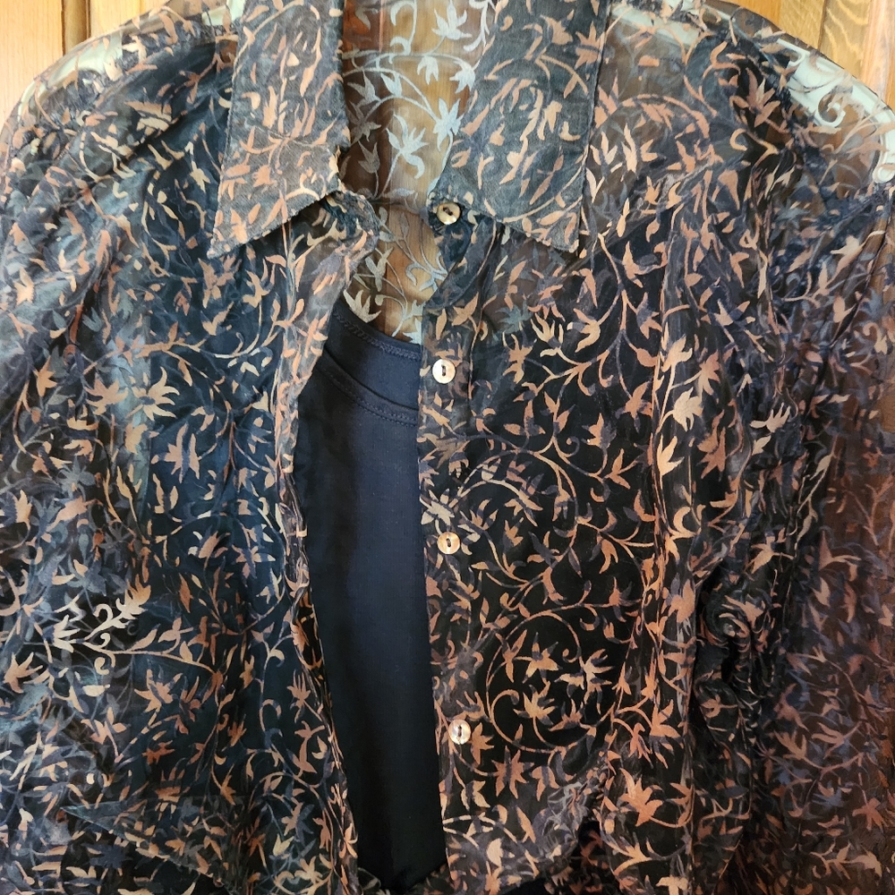 Anue Body suit , Button Front Blouse  and Snap Crotch, Large - Picture 2 of 4
